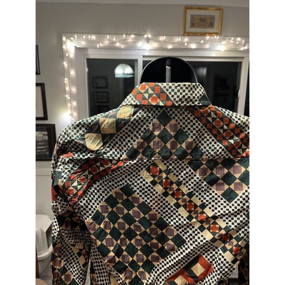 Vtg Nan Herzlinger Geometric Print Blouse 1960s Sz 10 Retro Funky Albert Lewis - Picture 2 of 6